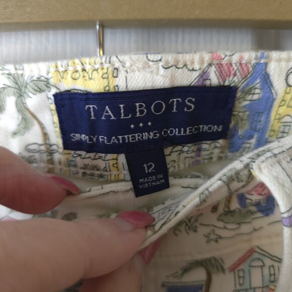 Talbots Island Print Crop Jeggings Sz 12 Tropical Beach Travel Pants - Picture 4 of 9